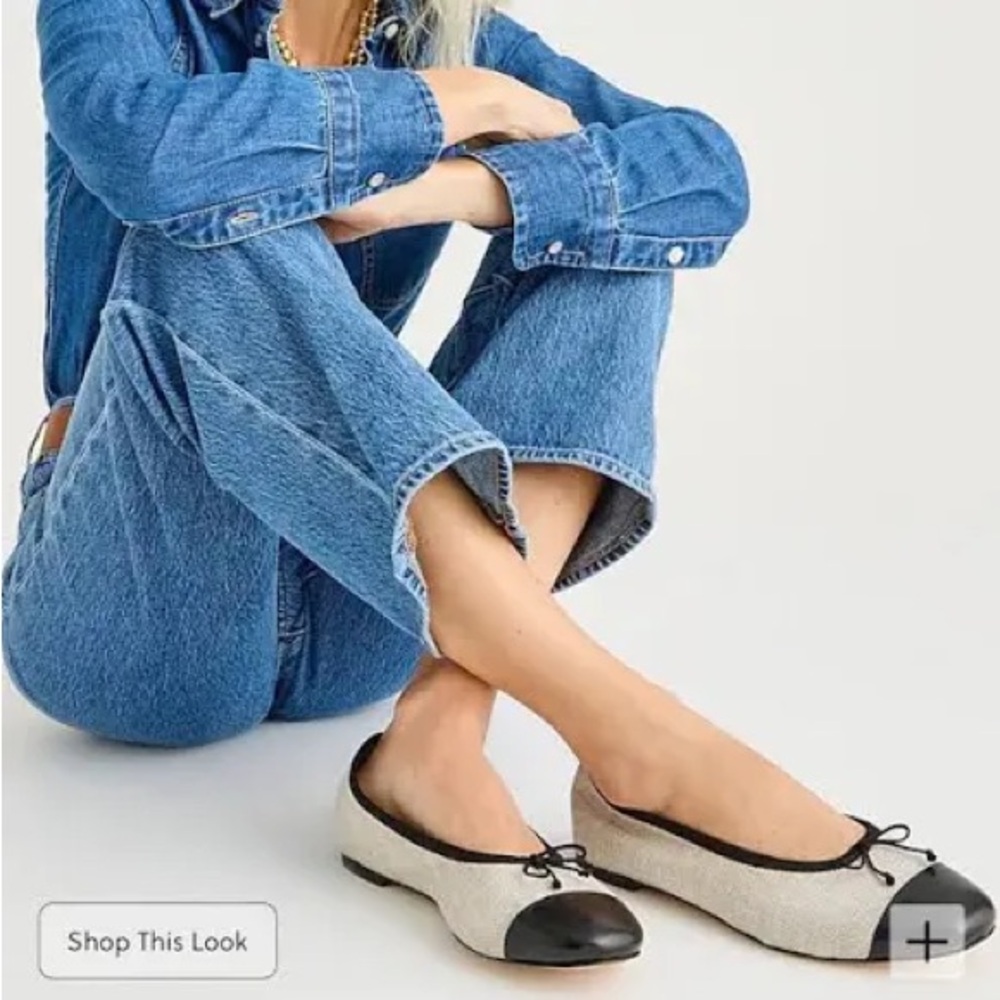 J.Crew Zoe Canvas Cap Toe Ballet Flats with Box